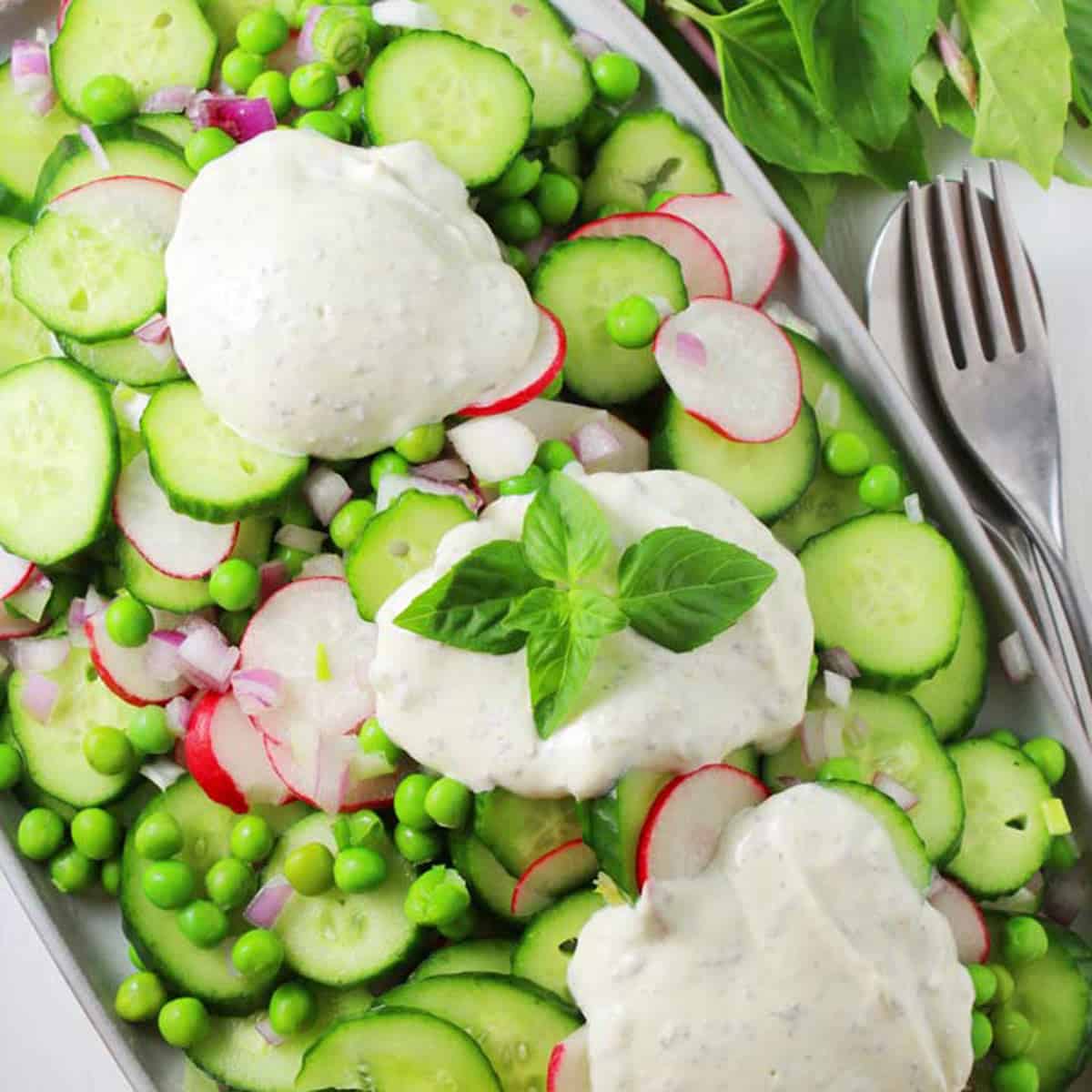 MEDITERRANEAN CUCUMBER SALAD  YOGURT AND PESTO DRESSING - 30 days of Greek  food