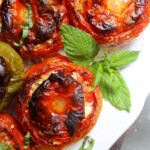 A platter with Greek gemista.