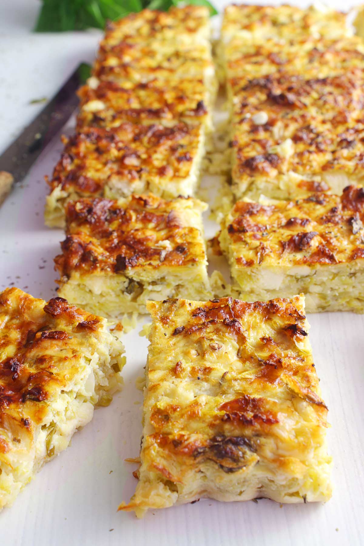 Pieces of Greek zucchini pie.