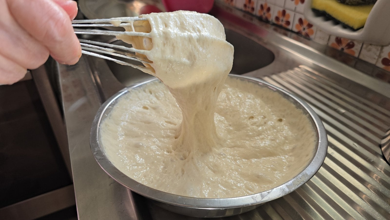 Dough for Greek donuts (loukoumades) before frying.